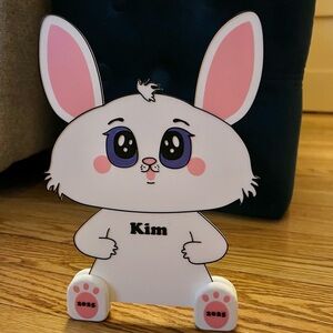 “Kim” White and Pink Bunny Decor